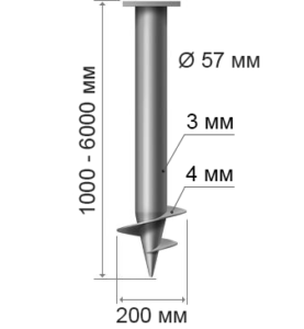 винтовые сваи с диаметром ствола 57 мм