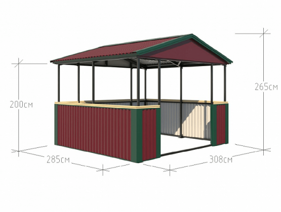 Артикул БМ-0250. Беседка для дачи 3х3х2,5 м с обшивкой из профлиста. Цена: 84 500 руб.
